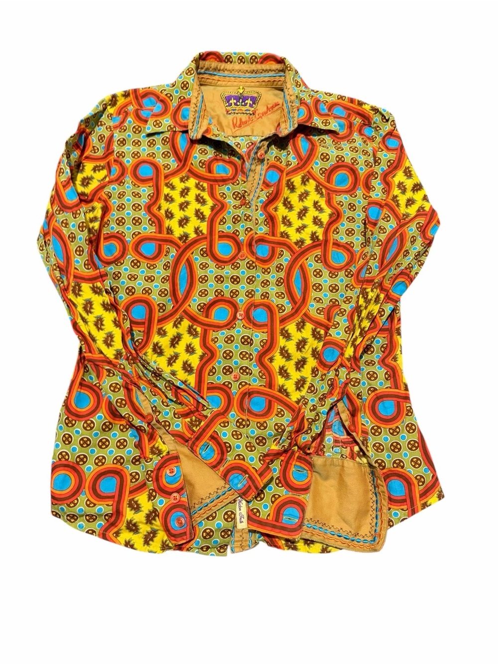 Robert Graham Yellow Multi Printed Button-Down Shirt, pre-owned,SZ small - Picture 12 of 15